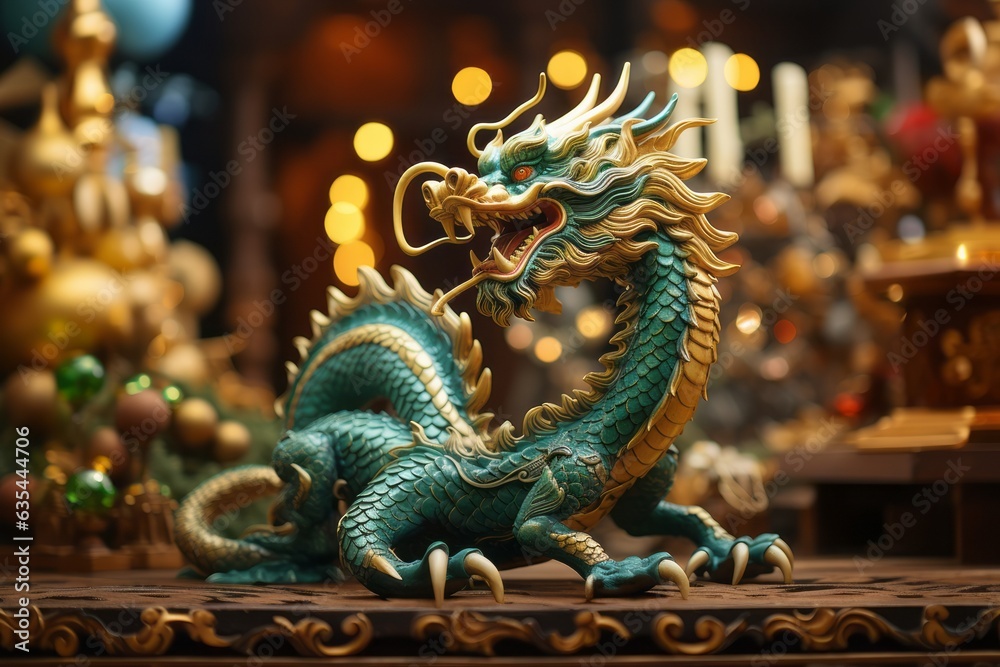 Fototapeta premium Chinese new year of the green wooden dragon