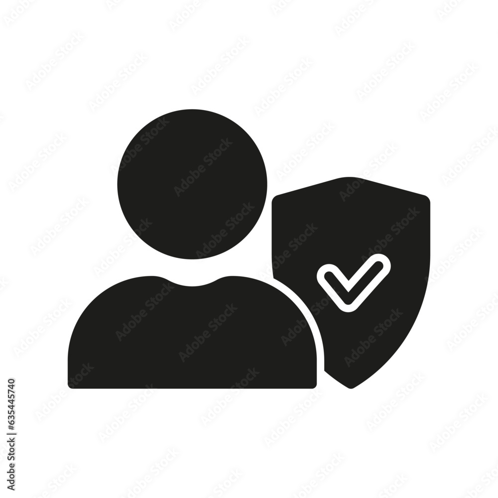 Shield Protect Person Silhouette Icon. User Security Authentication Glyph Pictogram. Safety in Business Solid Sign. Check Human Data Protection Symbol. Isolated Vector Illustration Shield Protect Person Silhouette Icon. User Security Authentication Glyph Pictogram. Safety in Business Solid Sign. Check Human Data Protection Symbol. Isolated Vector Illustration