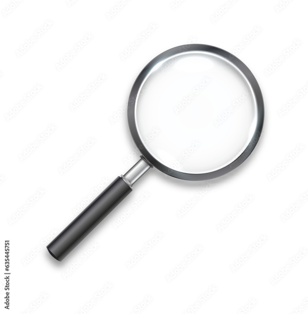 Search icon vector. Magnifying Glass Isolated On White Background, With Gradient Mesh.Realistic Magnifying glass with shadow Vector Search icon vector. Magnifying Glass Isolated On White Background, With Gradient Mesh.Realistic Magnifying glass with shadow Vector