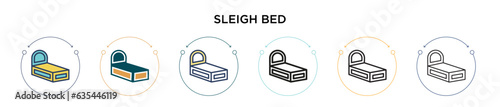 Sleigh bed icon in filled, thin line, outline and stroke style. Vector illustration of two colored and black sleigh bed vector icons designs can be used for mobile, ui, web