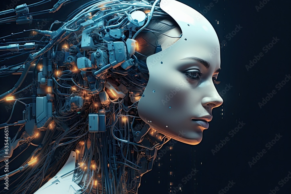 Girls head photo realistic illustration - Generative AI. Girls head photo realistic illustration - Generative AI.