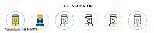 Egg incubator icon in filled, thin line, outline and stroke style. Vector illustration of two colored and black egg incubator vector icons designs can be used for mobile, ui, web