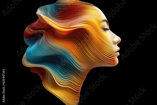 Girl with colorful hair abstract illustration - Generative AI.