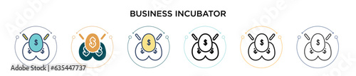 Business incubator icon in filled, thin line, outline and stroke style. Vector illustration of two colored and black business incubator vector icons designs can be used for mobile, ui, web