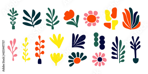 Set trendy elements, shapeless forms, abstract shapes for create modern design. Collection of hand drawn decorative elements, matisse bundle for create stylish collage, organic shapes matisse inspired
