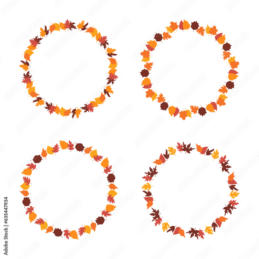 Fall round frames from autumn botanical leaves. Set of autumn leaves circle frame, herbal elements. Fall orange leaves. Can be used as decorations for Back to School, Halloween or Thanksgiving. Fall round frames from autumn botanical leaves. Set of autumn leaves circle frame, herbal elements. Fall orange leaves. Can be used as decorations for Back to School, Halloween or Thanksgiving.