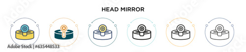 Head mirror icon in filled, thin line, outline and stroke style. Vector illustration of two colored and black head mirror vector icons designs can be used for mobile, ui, web