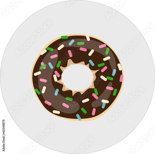 Chocolate doughnut with colorful messes