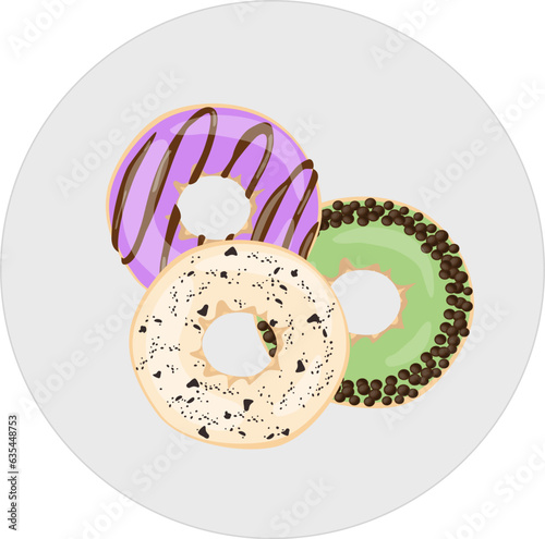 Vanilla oreo, blueberry, and matcha doughnut