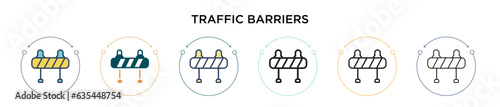 Traffic barriers icon in filled, thin line, outline and stroke style. Vector illustration of two colored and black traffic barriers vector icons designs can be used for mobile, ui, web