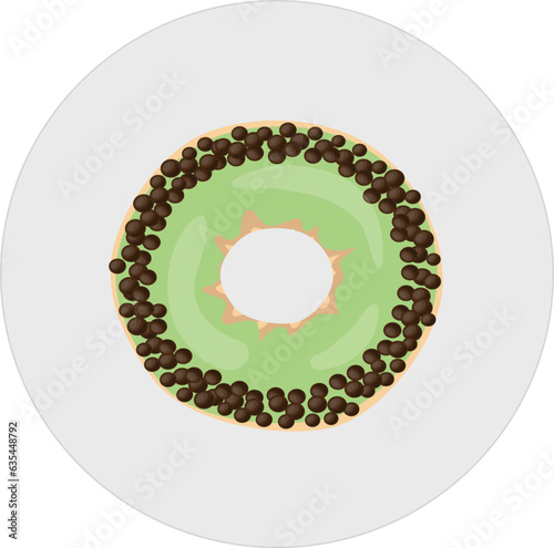 Matcha doughnut with chochocips toping
