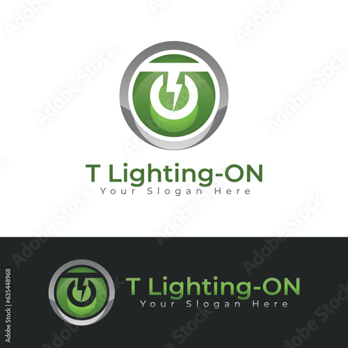T Letter Logo Lighting Button On, suitable for any business especially related to logos.