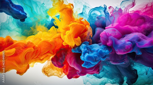 colorful watercolor mixed liquid splashing in water banner background, Generative AI © Onchira