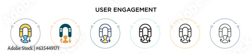 User engagement icon in filled, thin line, outline and stroke style. Vector illustration of two colored and black user engagement vector icons designs can be used for mobile, ui, web