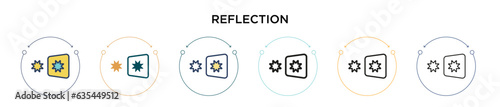 Reflection icon in filled, thin line, outline and stroke style. Vector illustration of two colored and black reflection vector icons designs can be used for mobile, ui, web