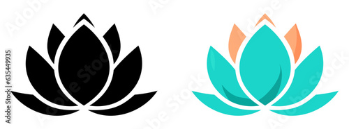 Lotus flower icon. Lotus flower. Color lotus icon on white background. Lotus plant.