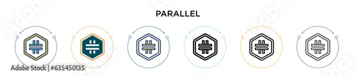 Parallel icon in filled, thin line, outline and stroke style. Vector illustration of two colored and black parallel vector icons designs can be used for mobile, ui, web