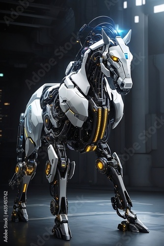 Cybernetic Centaur: Sentinel of Technological Frontier , robot horse © Houssaini