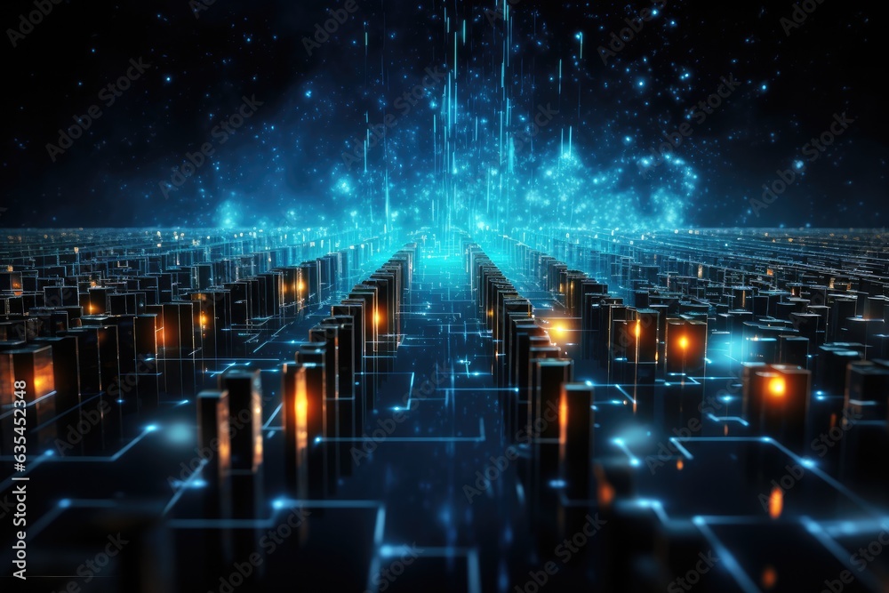 Obraz premium Cloud computing transfer big data on internet. futuristic digital technology .Generative AI
