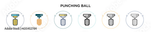 Punching ball icon in filled, thin line, outline and stroke style. Vector illustration of two colored and black punching ball vector icons designs can be used for mobile, ui, web