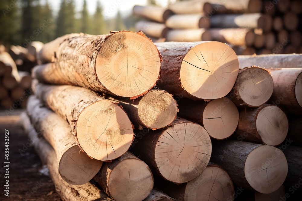 Fototapeta premium Lumberjack Logs: Raw Beauty of the Forest