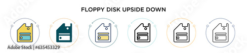 Floppy disk upside down icon in filled, thin line, outline and stroke style. Vector illustration of two colored and black floppy disk upside down vector icons designs can be used for mobile, ui, web