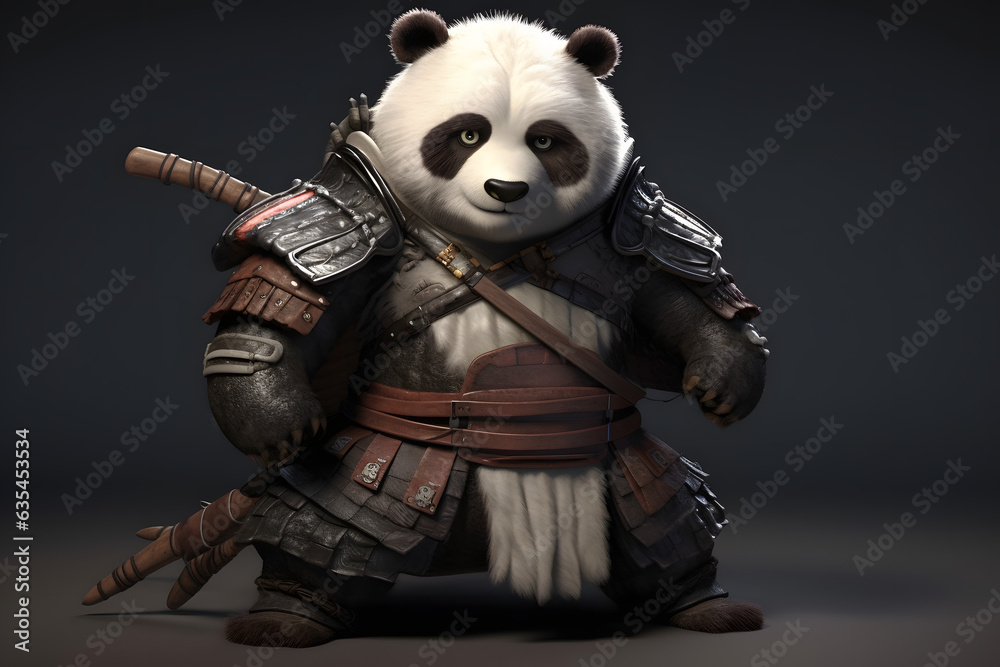 Cute panda in traditional japanese clothes Made with Generative AI