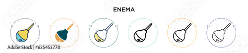 Enema icon in filled, thin line, outline and stroke style. Vector illustration of two colored and black enema vector icons designs can be used for mobile, ui, web