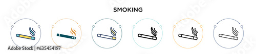Smoking icon in filled, thin line, outline and stroke style. Vector illustration of two colored and black smoking vector icons designs can be used for mobile, ui, web