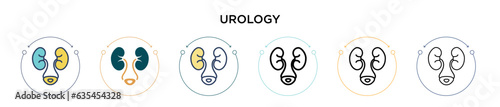 Urology icon in filled, thin line, outline and stroke style. Vector illustration of two colored and black urology vector icons designs can be used for mobile, ui, web