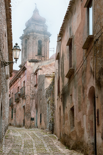 Erice, Italy. Beautiful medieval town with cobblestone alleys and ancient architecture.