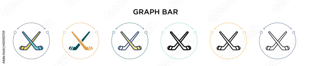Graph bar icon in filled, thin line, outline and stroke style. Vector illustration of two colored and black graph bar vector icons designs can be used for mobile, ui, web