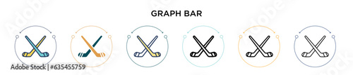 Graph bar icon in filled, thin line, outline and stroke style. Vector illustration of two colored and black graph bar vector icons designs can be used for mobile, ui, web