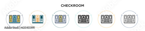 Checkroom icon in filled, thin line, outline and stroke style. Vector illustration of two colored and black checkroom vector icons designs can be used for mobile, ui, web photo