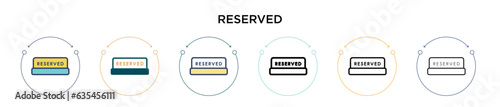 Reserved icon in filled, thin line, outline and stroke style. Vector illustration of two colored and black reserved vector icons designs can be used for mobile, ui, web