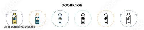 Doorknob icon in filled, thin line, outline and stroke style. Vector illustration of two colored and black doorknob vector icons designs can be used for mobile, ui, web