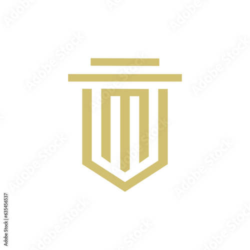 FIRM LAW LOGO WITH PILLAR AND SHIELD ICON, LAW LOGO CONCEPT