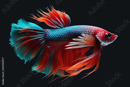colorful-red-crowntail-betta-fish-on-a-dark-background