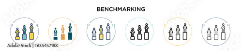Benchmarking icon in filled  thin line  outline and stroke style. Vector illustration of two colored and black benchmarking vector icons designs can be used for mobile  ui  web
