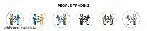 People trading icon in filled, thin line, outline and stroke style. Vector illustration of two colored and black people trading vector icons designs can be used for mobile, ui, web
