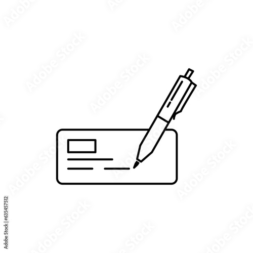 Bank check payment icon sign symbol. Bank check outline pictogram.