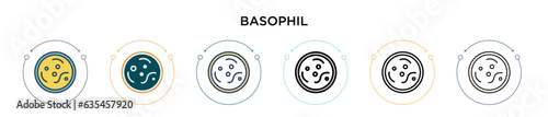 Basophil icon in filled, thin line, outline and stroke style. Vector illustration of two colored and black basophil vector icons designs can be used for mobile, ui, web