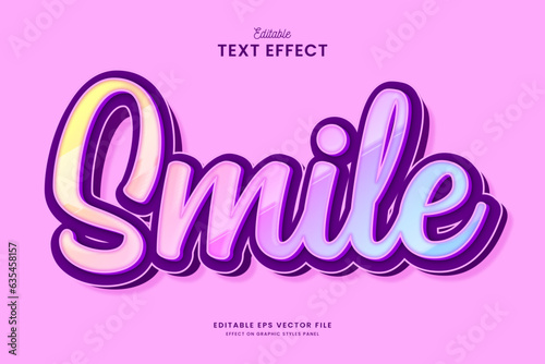 decorative cute rainbow smile editable text effect vector design