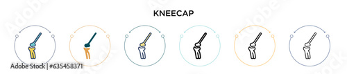 Kneecap icon in filled, thin line, outline and stroke style. Vector illustration of two colored and black kneecap vector icons designs can be used for mobile, ui, web