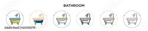Bathroom icon in filled, thin line, outline and stroke style. Vector illustration of two colored and black bathroom vector icons designs can be used for mobile, ui, web