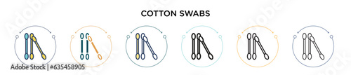 Cotton swabs icon in filled, thin line, outline and stroke style. Vector illustration of two colored and black cotton swabs vector icons designs can be used for mobile, ui, web