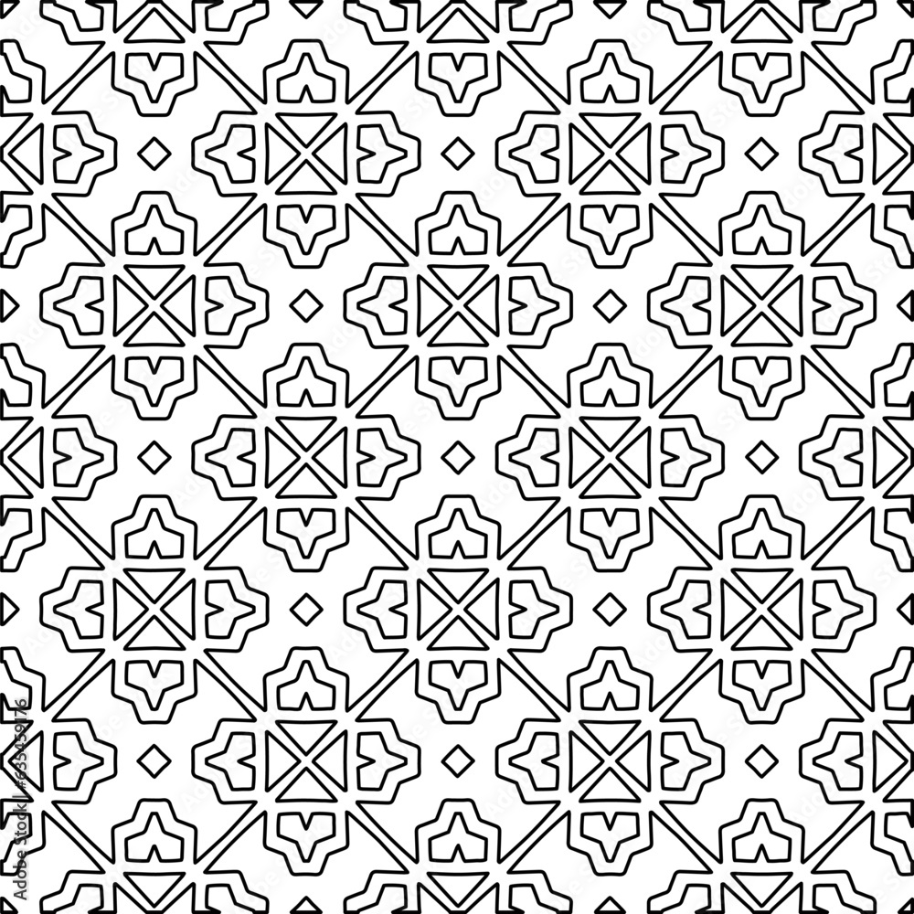 Vector pattern with symmetrical elements . Modern stylish abstract texture. Repeating geometric tiles from striped elements.Black and white pattern.
