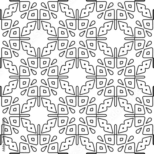 Vector pattern with symmetrical elements . Modern stylish abstract texture. Repeating geometric tiles from striped elements.Black and white pattern.