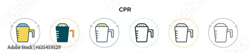 Cpr icon in filled, thin line, outline and stroke style. Vector illustration of two colored and black cpr vector icons designs can be used for mobile, ui, web