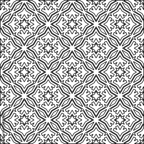 Vector pattern with symmetrical elements . Modern stylish abstract texture. Repeating geometric tiles from striped elements.Black and white pattern.